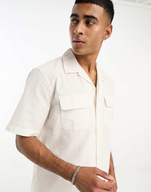 Selected Homme Chemise d contract e en cr pon Blanc cass ASOS