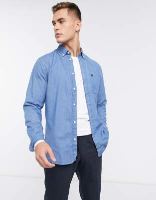 Selected Homme - Chemise en jean à manches longues-Bleu