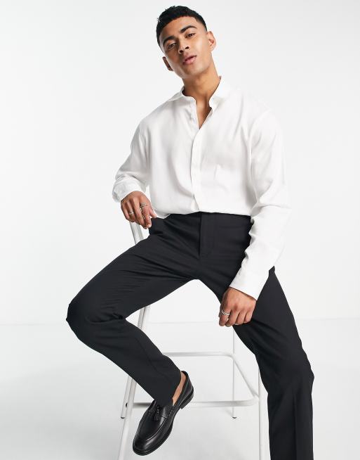 Selected Homme Chemise en satin manches longues Blanc ASOS