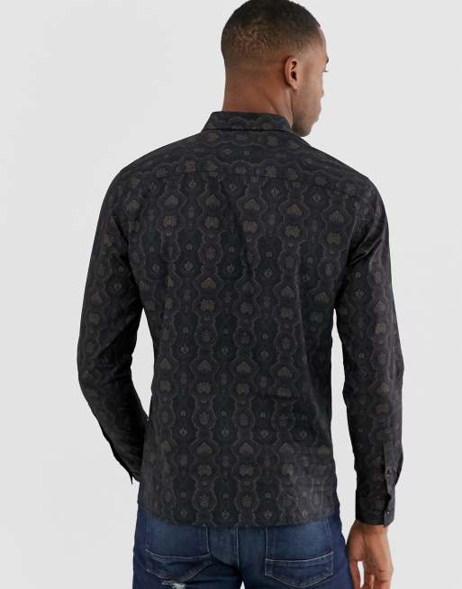 Chemise noir best sale imprimé homme