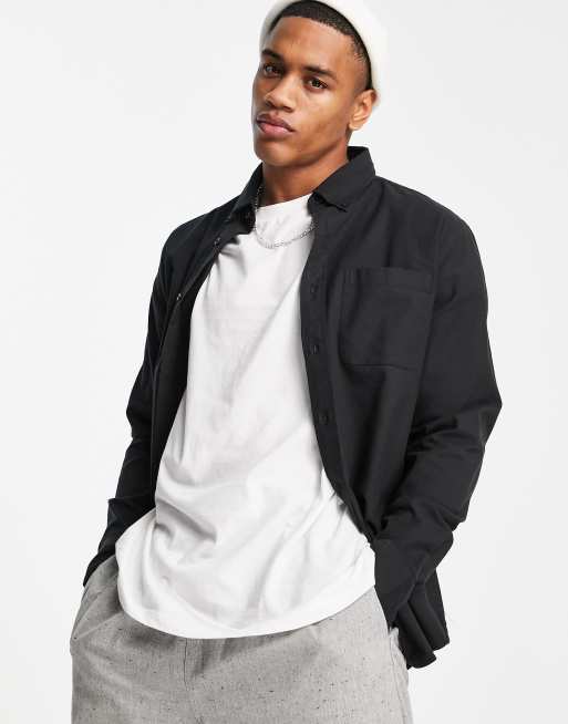 Selected Homme - Chemise Oxford en coton - Noir - BLACK