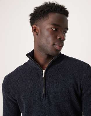 Selected Homme Selected Homme chenille half zip in navy