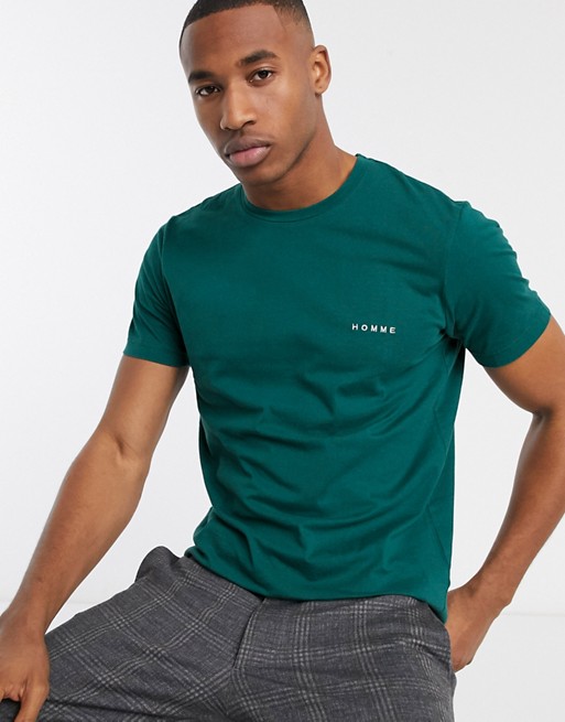 Selected Homme chest logo t-shirt in green