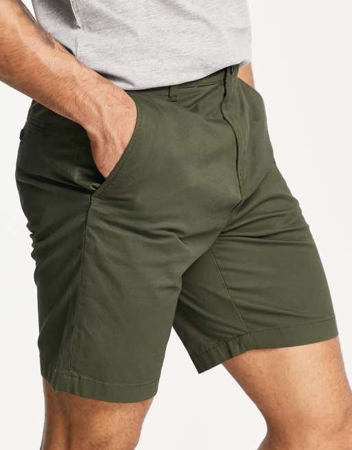 Selected Homme - Chino corti slim verde kaki in cotone , 3 di 4