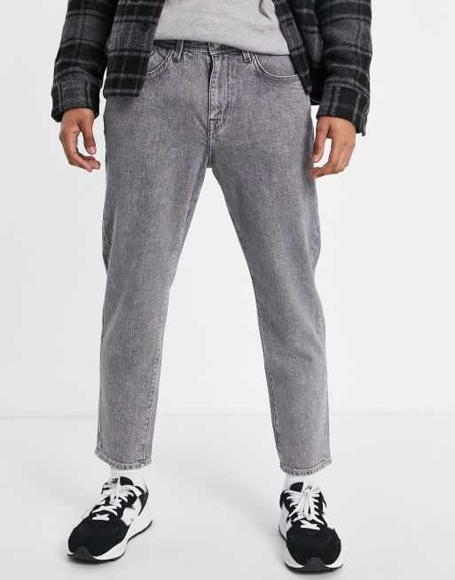 Selected Homme - Chris - Afslappede, cropped jeans i bomuld i grå syrevask