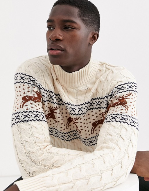 Selected Homme Christmas high neck jumper