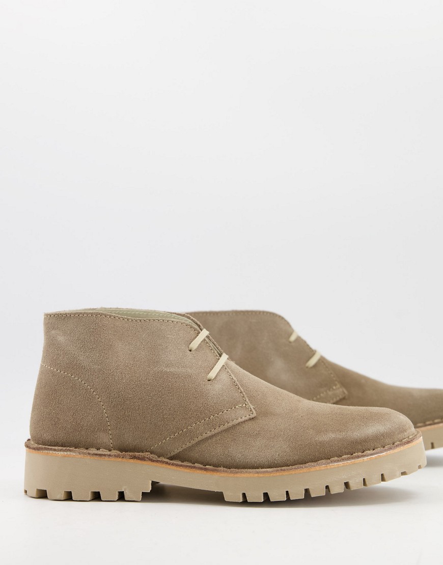 Selected Homme chukka boot with chunky sole in beige-Neutral