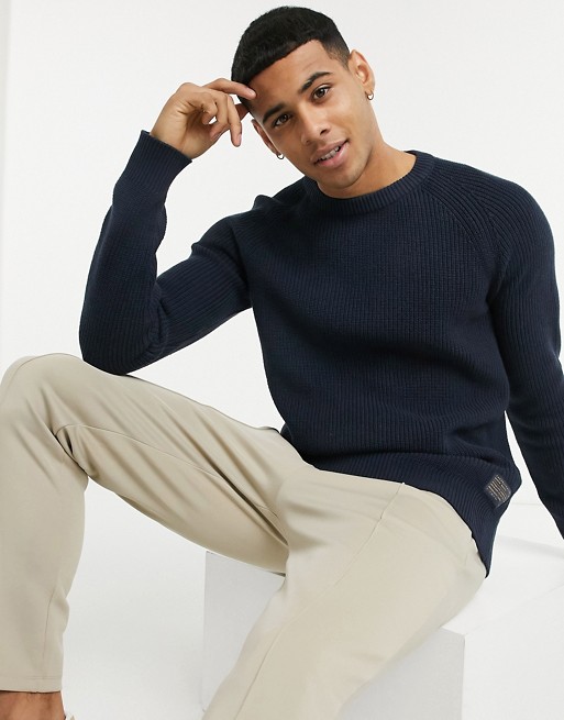 Selected Homme chunky jumper in navy