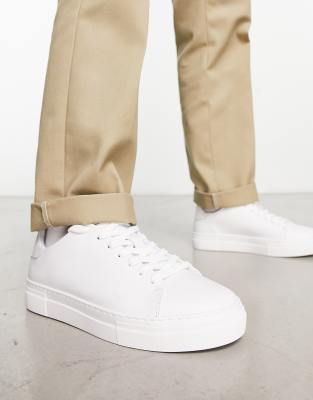 SELECTED HOMME CHUNKY LEATHER SNEAKERS IN WHITE