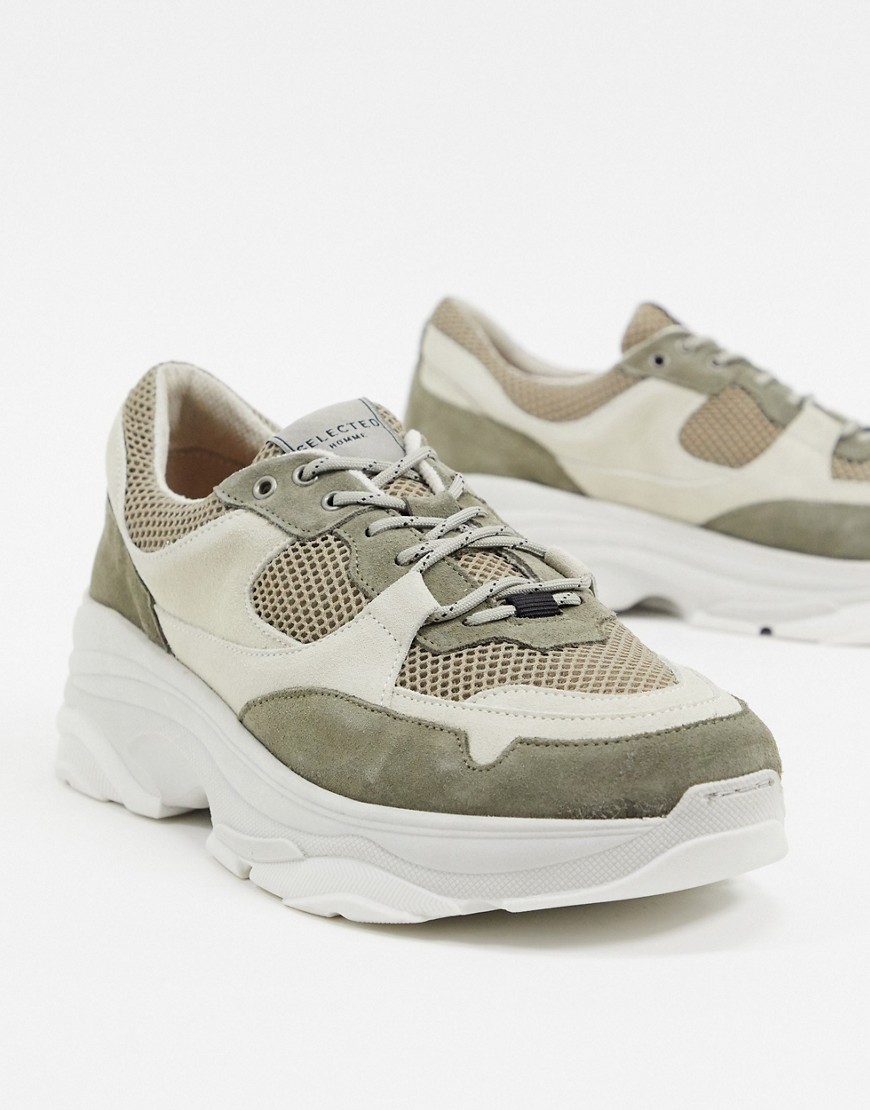 Selected Homme chunky sneaker in gray