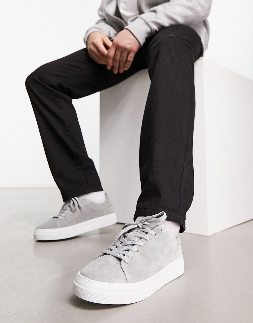 selected homme - chunky sneakers i gråt ruskind