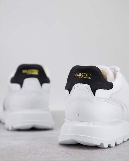 Selected Homme chunky sneakers in white with black detail