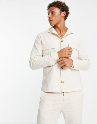 Selected Homme co-ord boxy linen mix jacket in white