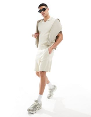 Selected Homme co-ord knitted short in beige