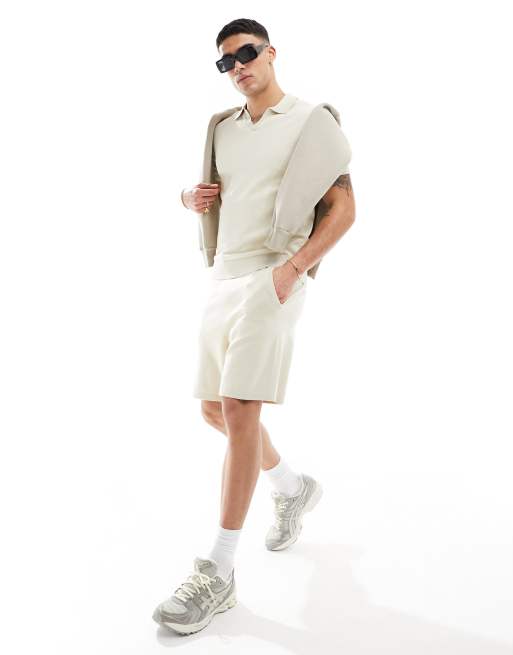Selected Homme co-ord knitted short in beige