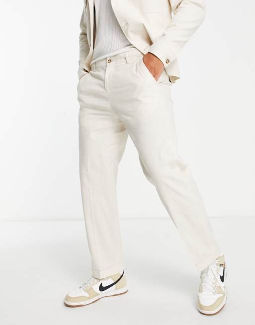 Selected Homme co ord loose linen mix trousers in white ASOS