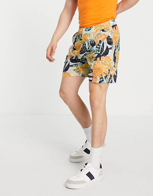 Selected Homme co-ord short in leaf print multi