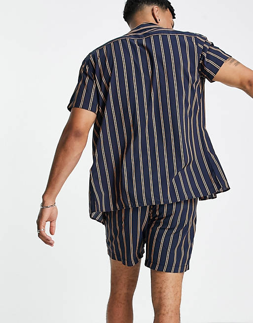 Shorts Selected Homme co-ord short in vertical stripe navy 