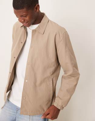 coach jacket in cream-White