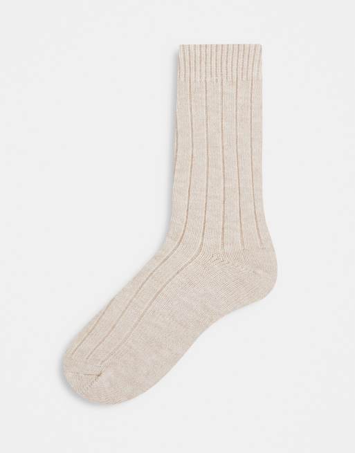 4 Paia Calzini Uomo In Lino E Cotone, Colore Naturale Ecru, Ipoallergenici E Traspiranti, Biologici, Taglie 40-46