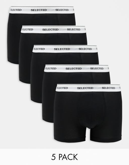 Selected Homme - Confezione da 5 boxer aderenti neri con elastico in vita