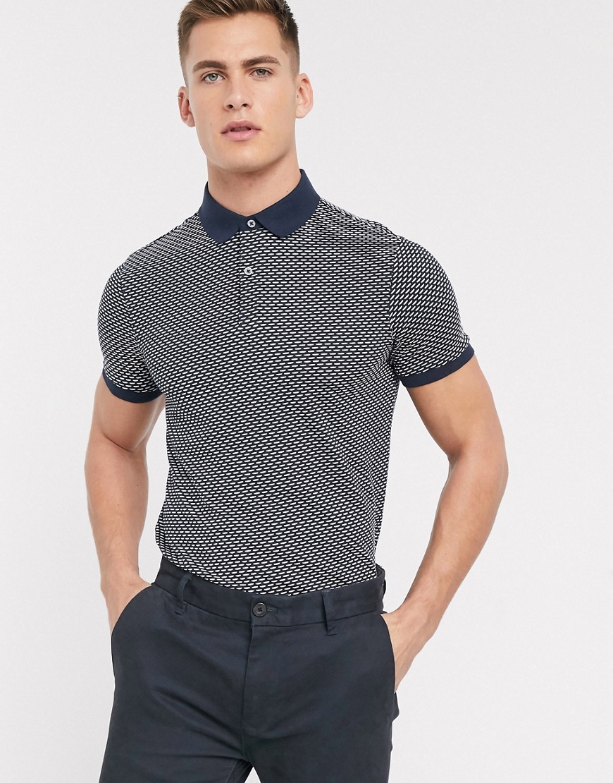 Selected Homme contrast collar polo with pocket in navy