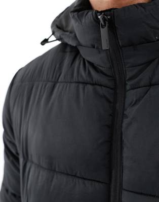 Selected Homme Cooper Long Puffer Jacket In Black