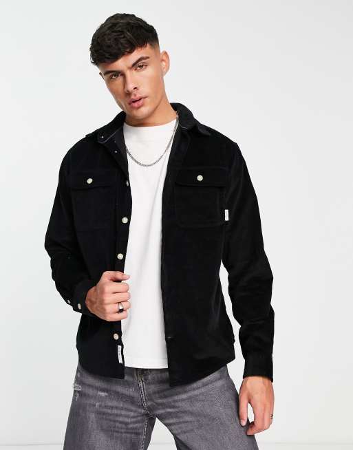Selected Homme cord overshirt in black 