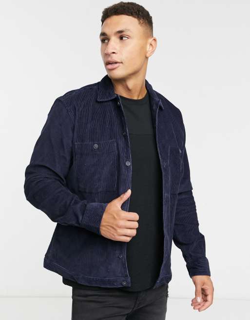 Selected Homme corduroy overshirt in navy