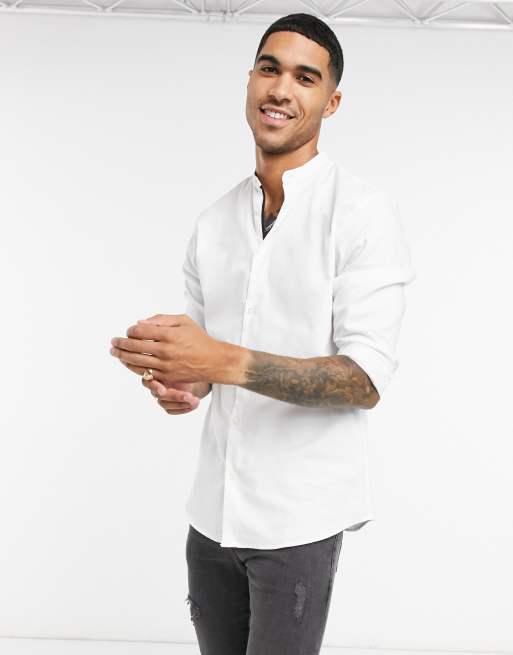 Grandad collar outlet shirt