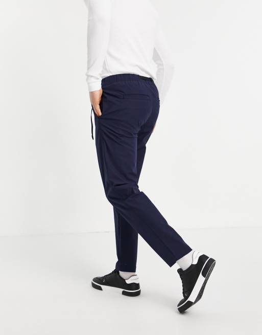 Selected Homme cotton blend hiking pants with belt in navy, 2 of 4