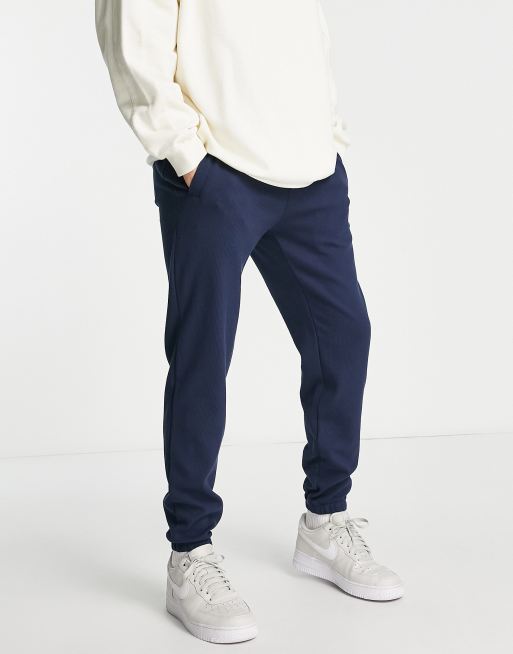 Selected Homme cotton blend jersey slim fit sweatpants in navy part of a set NAVY