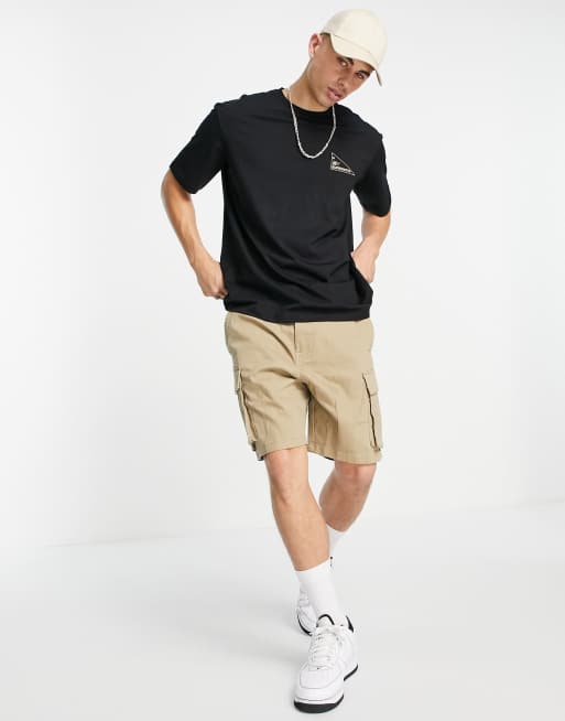 Black shirt khaki sales shorts