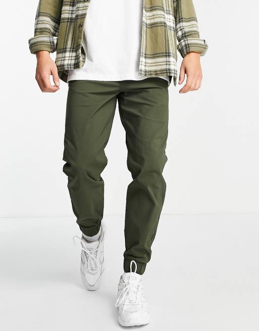 Selected Homme cotton blend ripstop trousers with cuff in khaki - KHAKI