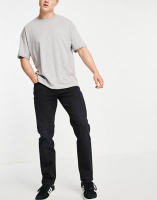 Selected Homme cotton blend straight fit jeans in black - BLACK - ASOS Price Checker