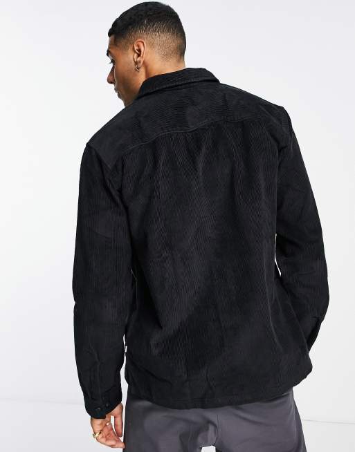 Selected Homme cotton cord overshirt with double pocket in black BLACK