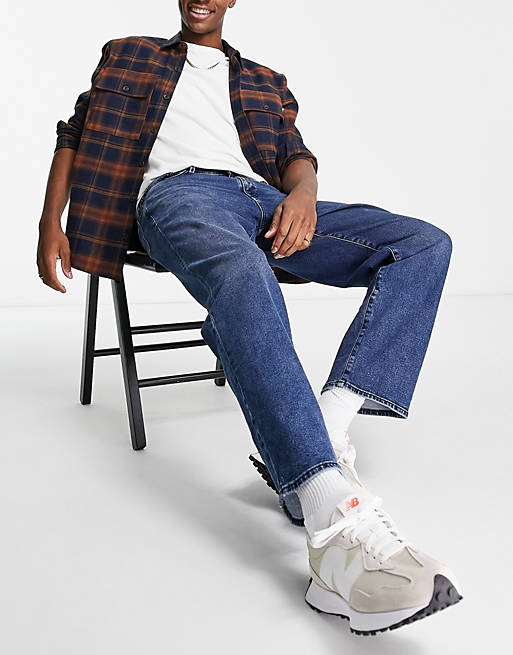 Selected Homme cotton Kobe loose fit jeans in mid blue - MBLUE