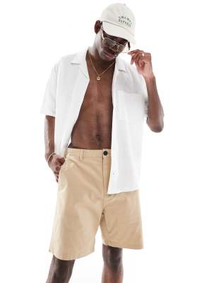 Selected Homme Cotton Mix Chino Shorts In Beige-neutral