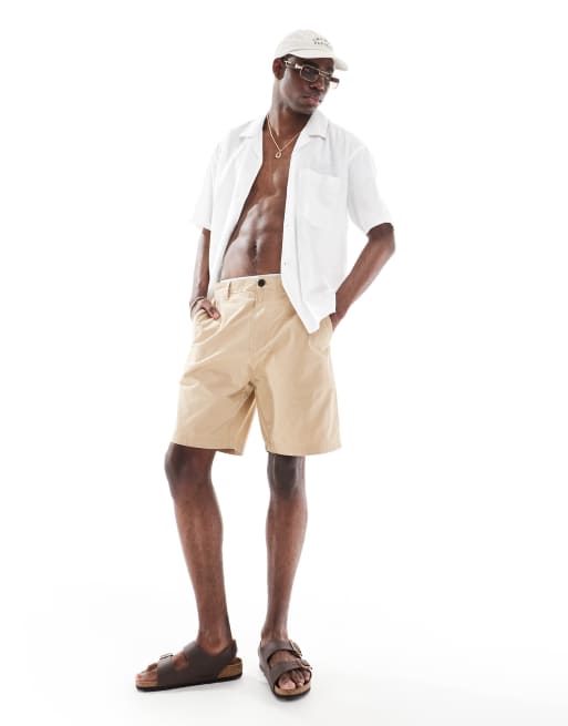 Selected Homme cotton mix chino shorts in beige