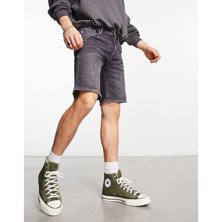Only & Sons loose fit denim shorts in gray wash
