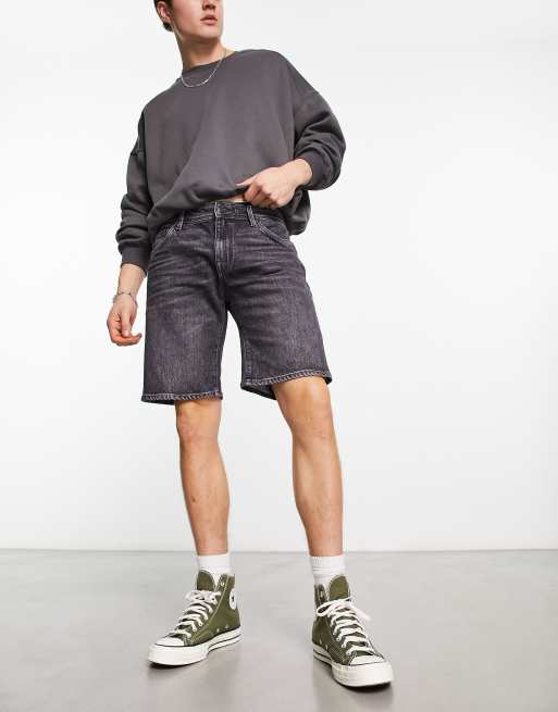 Selected Homme cotton mix denim shorts in washed black