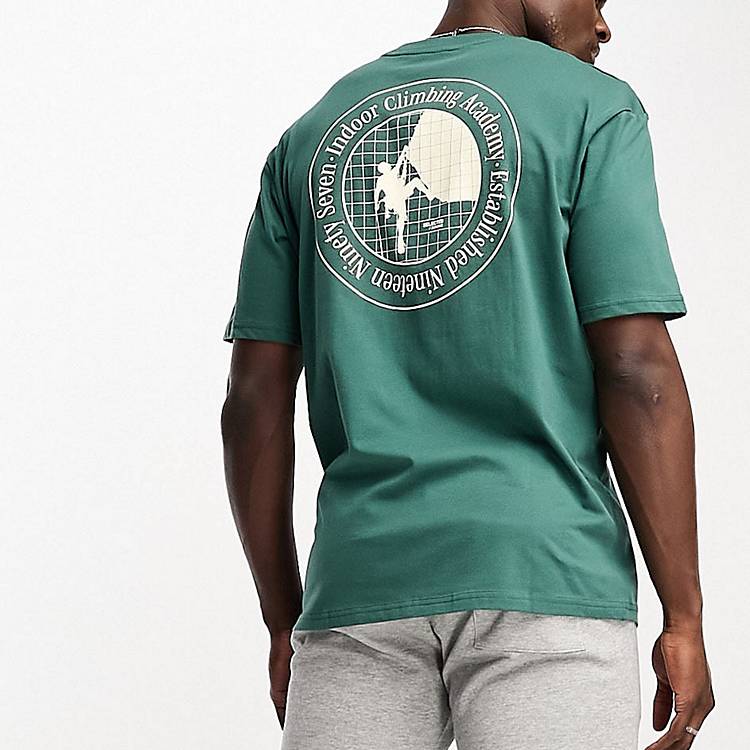 Selected Homme cotton mix oversized T-shirt with outdoor back print in green  | ASOS