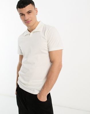 Selected Homme cotton mix polo shirt in off white  - ASOS Price Checker