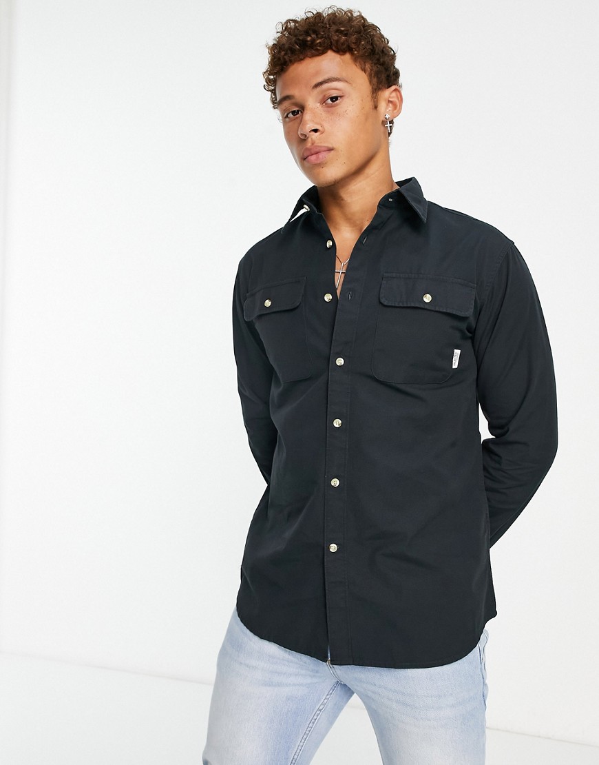 Selected Homme cotton overshirt in black