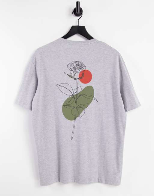 T shirt discount avec rose homme