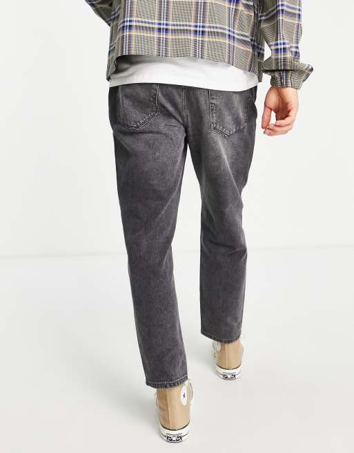 Selected cotton relaxed crop jeans in dark gray wash - | ASOS