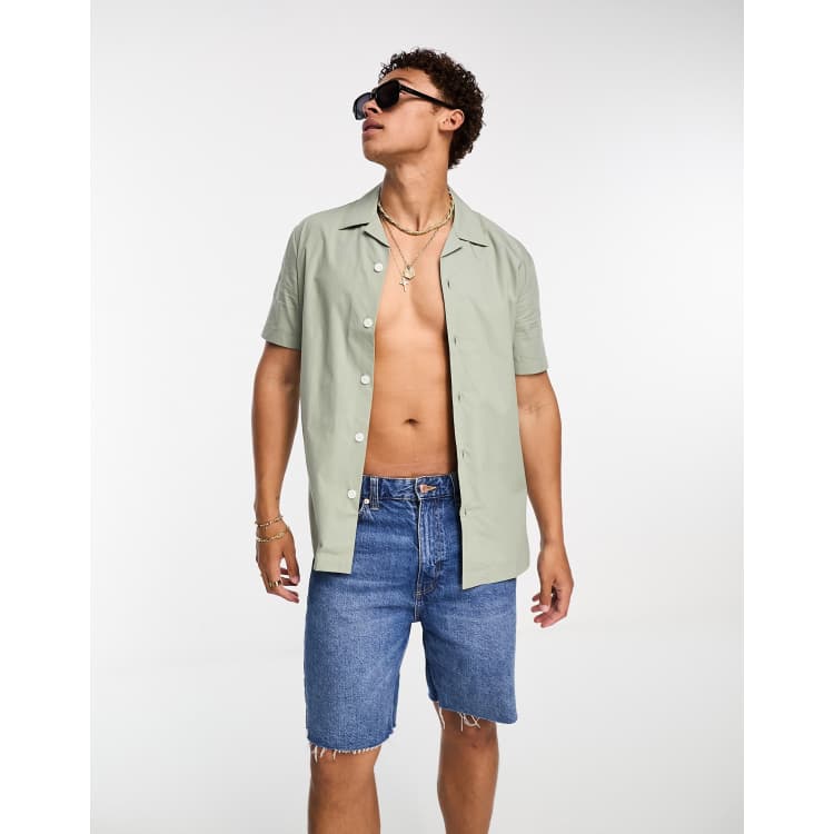 Selected Homme cotton short sleeve shirt in sage