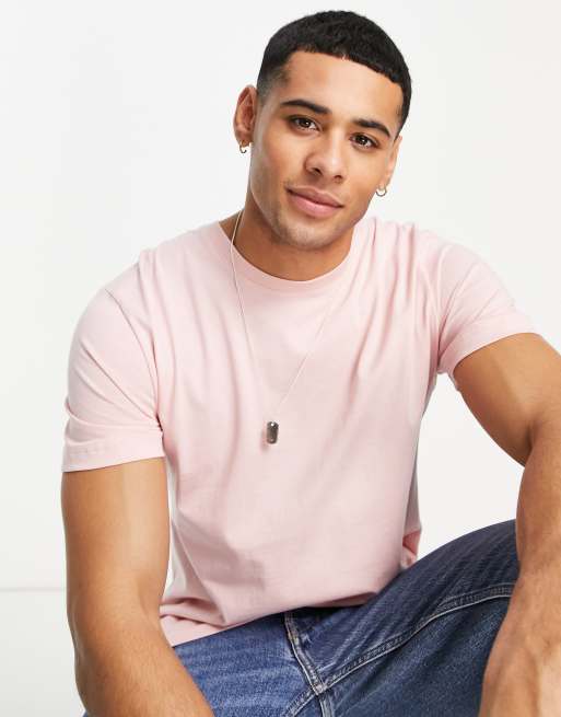 Selected Homme cotton slim fit crew neck t shirt in pink LPINK