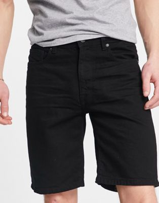 Selected Homme cotton slim fit denim shorts in black  - BLACK - ASOS Price Checker