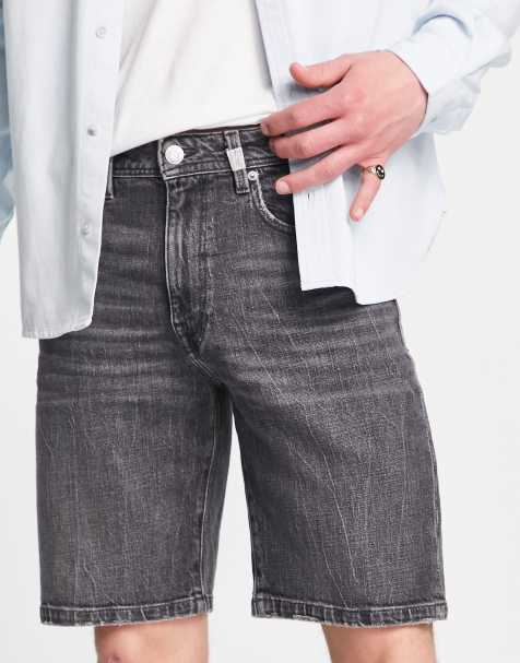 Selected Homme cotton slim fit denim shorts in grey - GREY - view 1